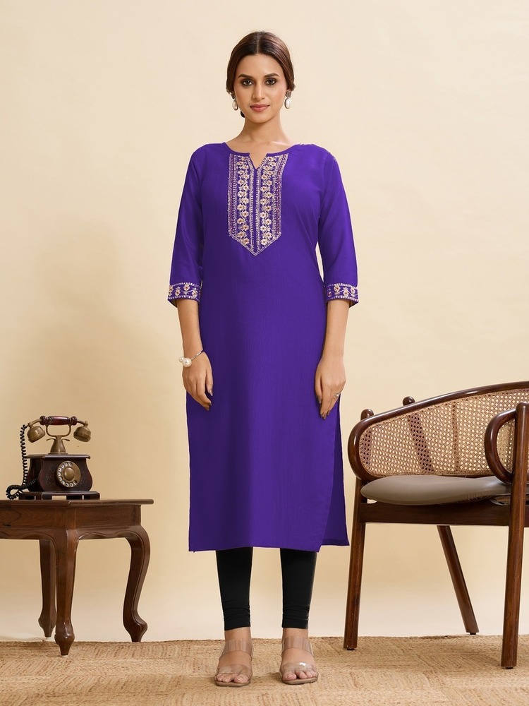 Stylish Embroidery Sequence Work Kurti - Color: Red