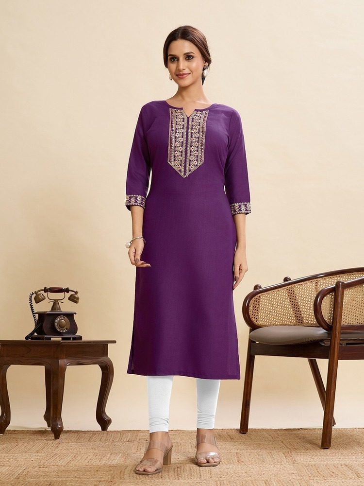 Stylish Embroidery Sequence Work Kurti - Color: Red