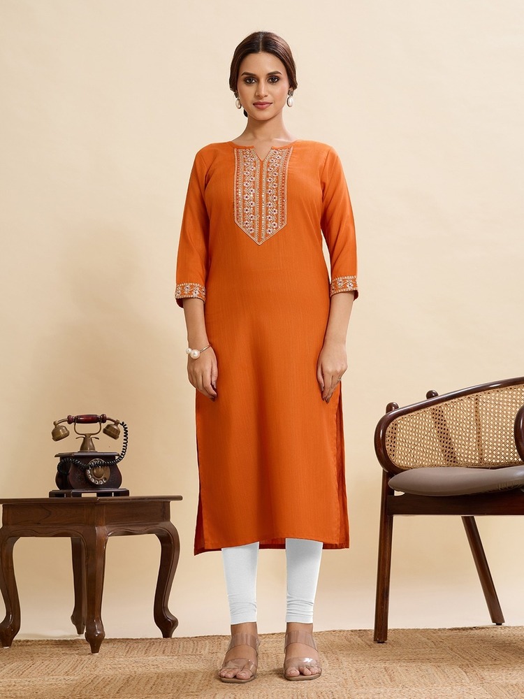 Stylish Embroidery Sequence Work Kurti - Color: Red