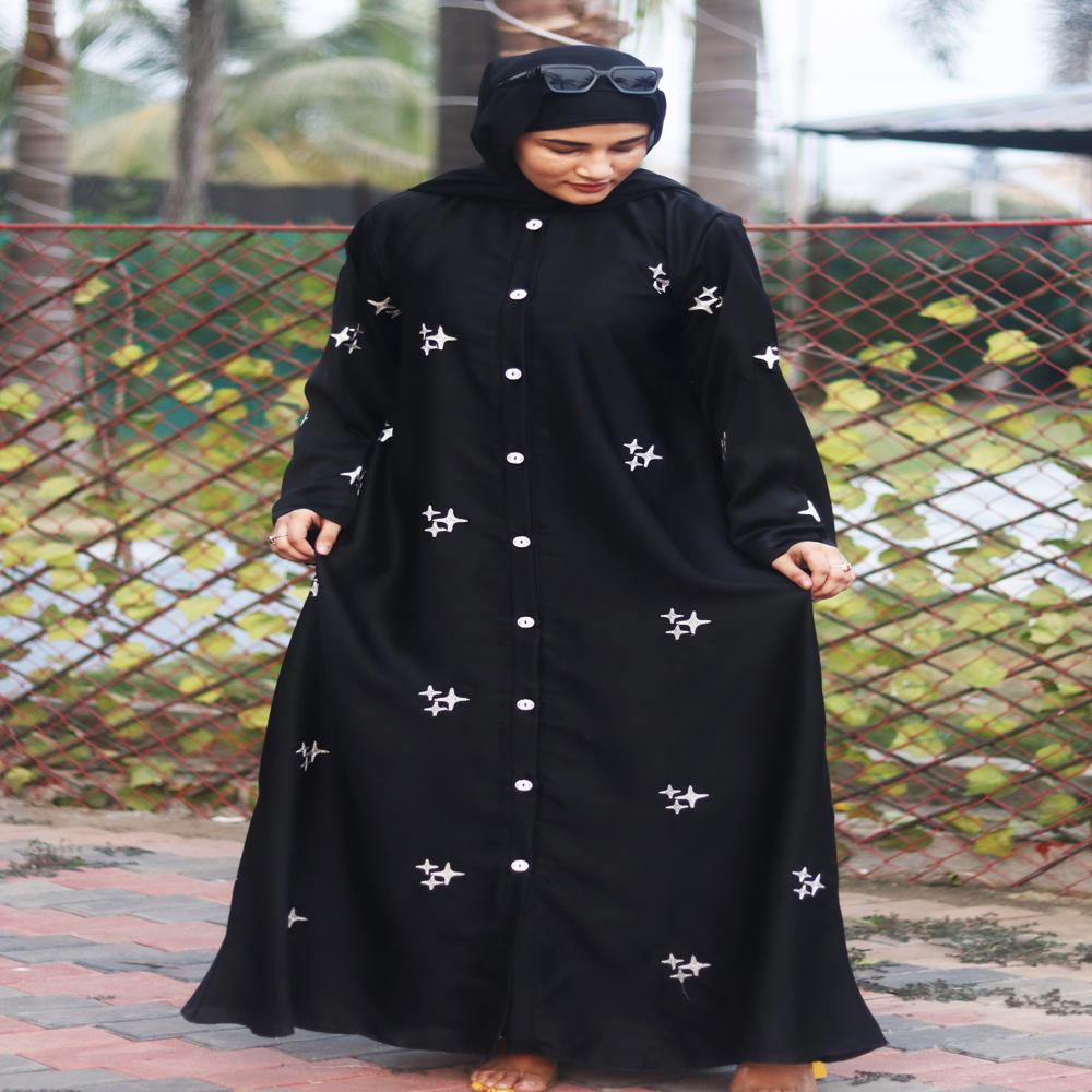 Black Abaya Embroidery Work Burqa For Women Modest Wear Stylish Dubai Abaya