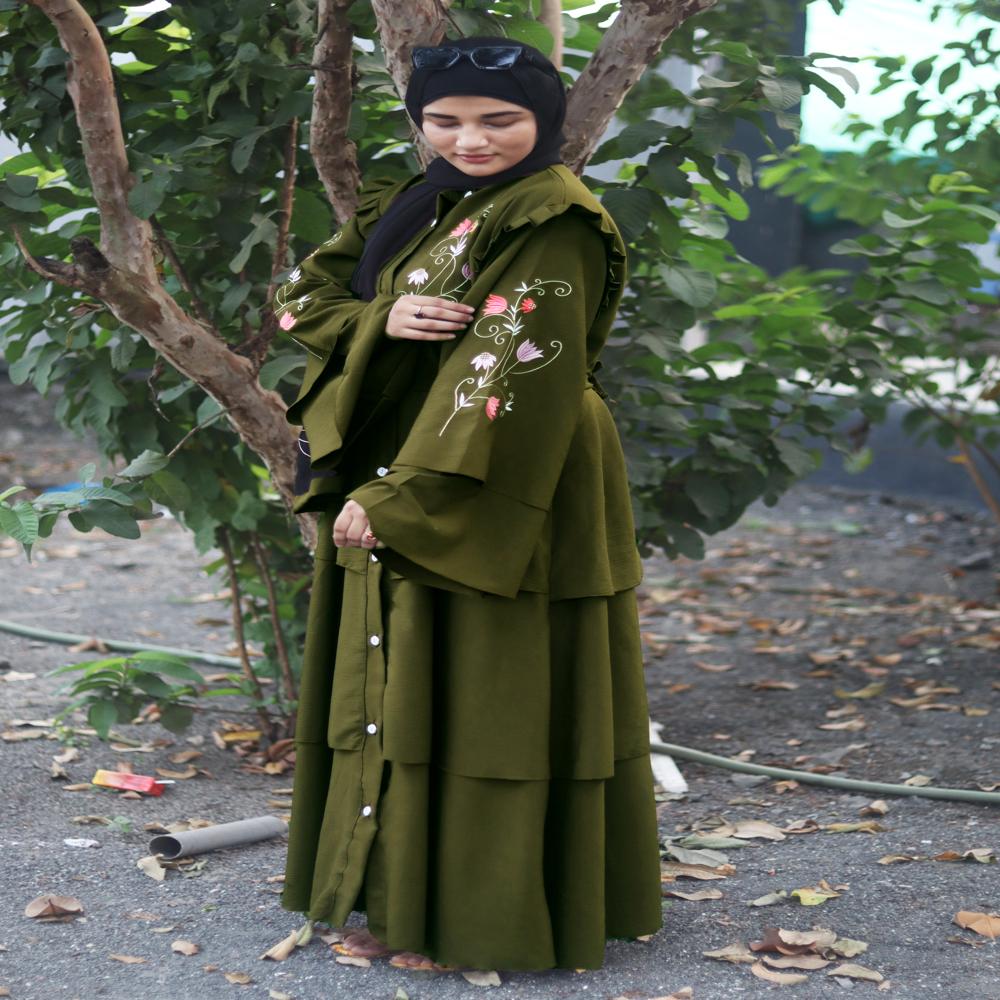 Mehndi Abaya Embroidery Work Burqa For Women Modest Wear Stylish Dubai Abaya