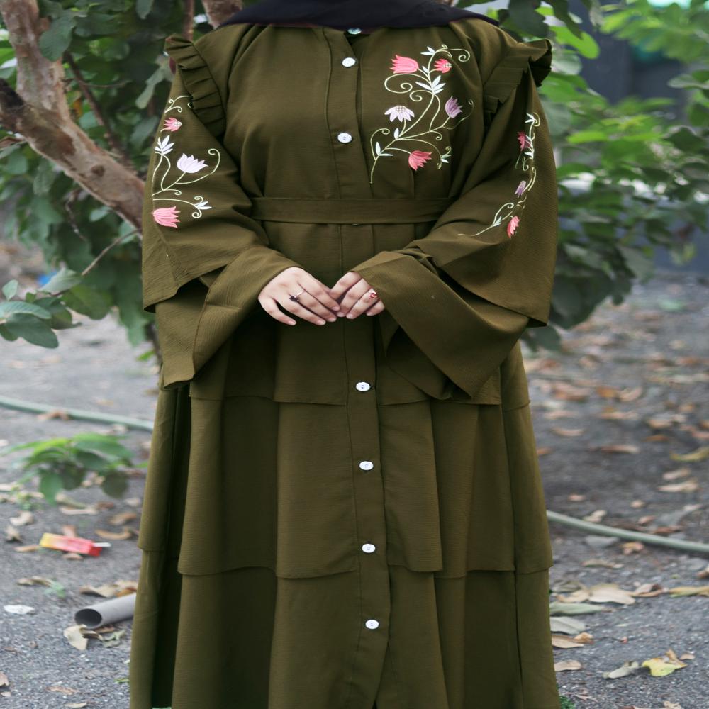 Mehndi Abaya Embroidery Work Burqa For Women Modest Wear Stylish Dubai Abaya