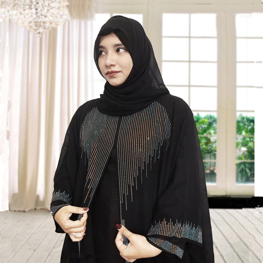 Black Abaya Stone Work For Women Elegant Modest Wear Black Stylish Dubai Abaya - Design: Classic