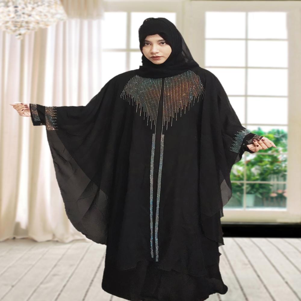 Black Abaya Stone Work For Women Elegant Modest Wear Black Stylish Dubai Abaya