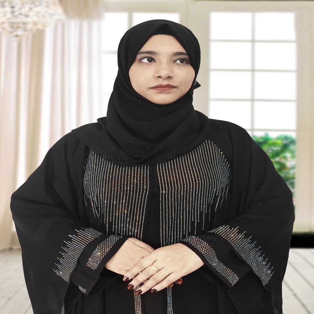 Black Abaya Stone Work For Women Elegant Modest Wear Black Stylish Dubai Abaya