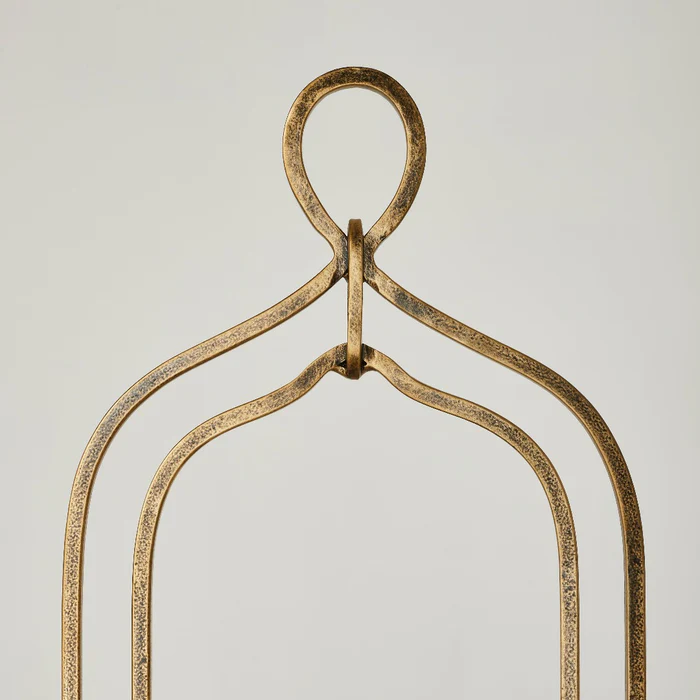 Transitional Iron Metal and Glass Candleholder in Brass