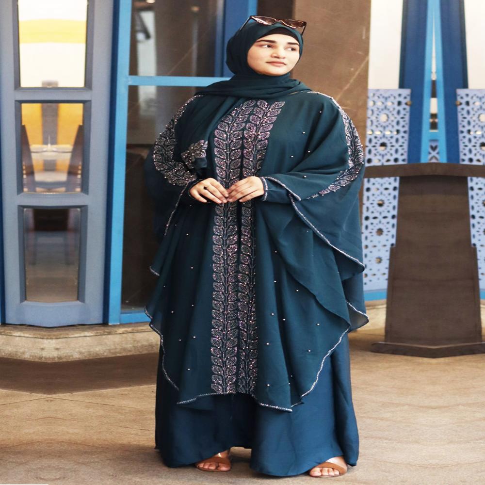 Green Abaya Beads & Stoned  Burqa For Women Modest Wear Islamic Dubai abaya