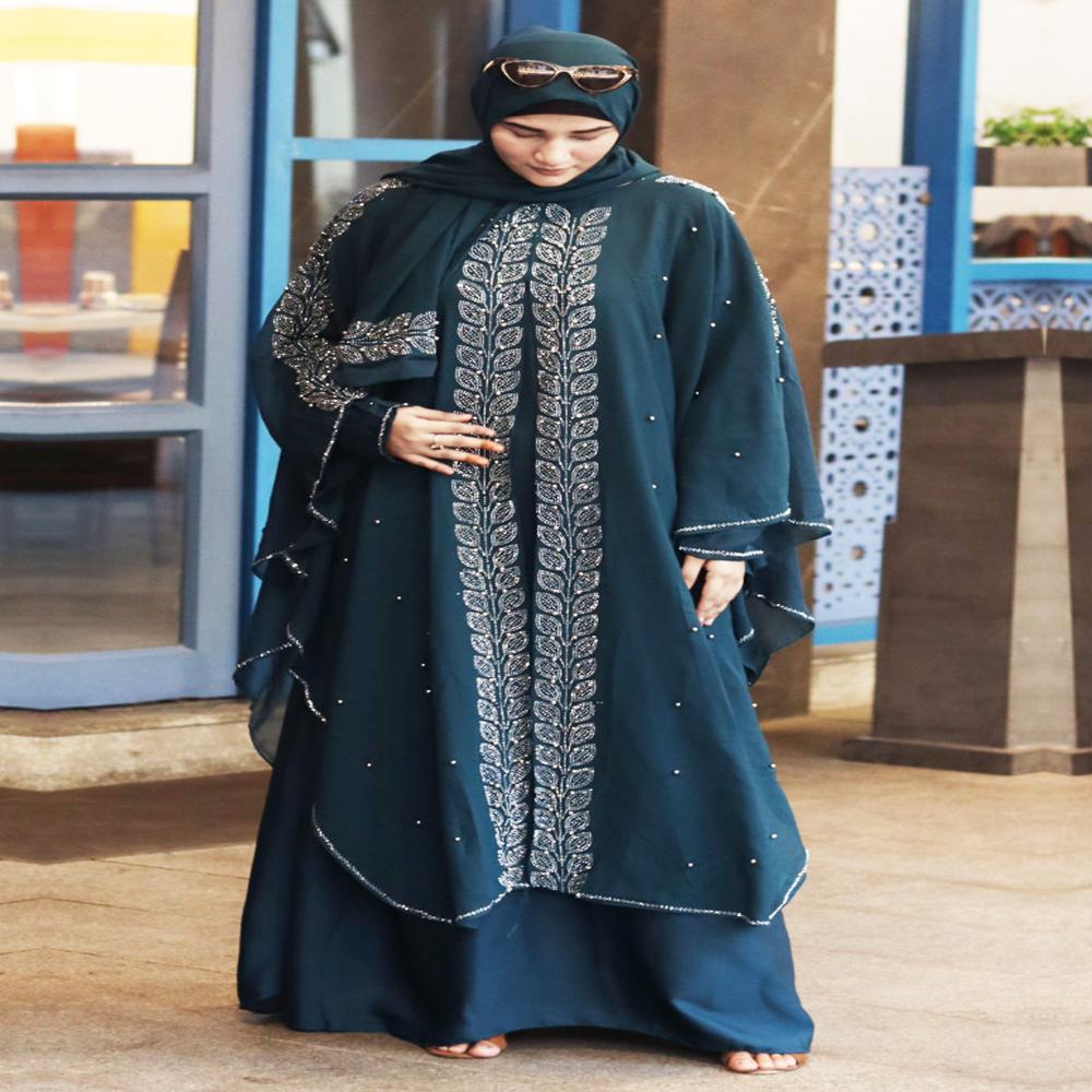 Green Abaya Beads & Stoned  Burqa For Women Modest Wear Islamic Dubai abaya