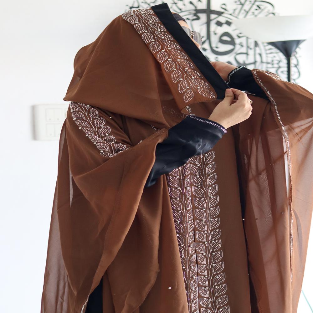 Brown Abaya Beads & Stoned  Burqa For Women Modest Wear Islamic Dubai abaya