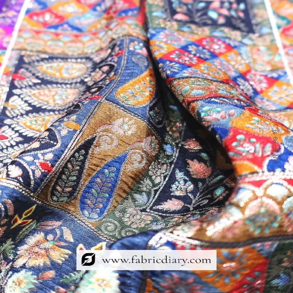 Black Position Print Jacquard Fabric at Bulk 