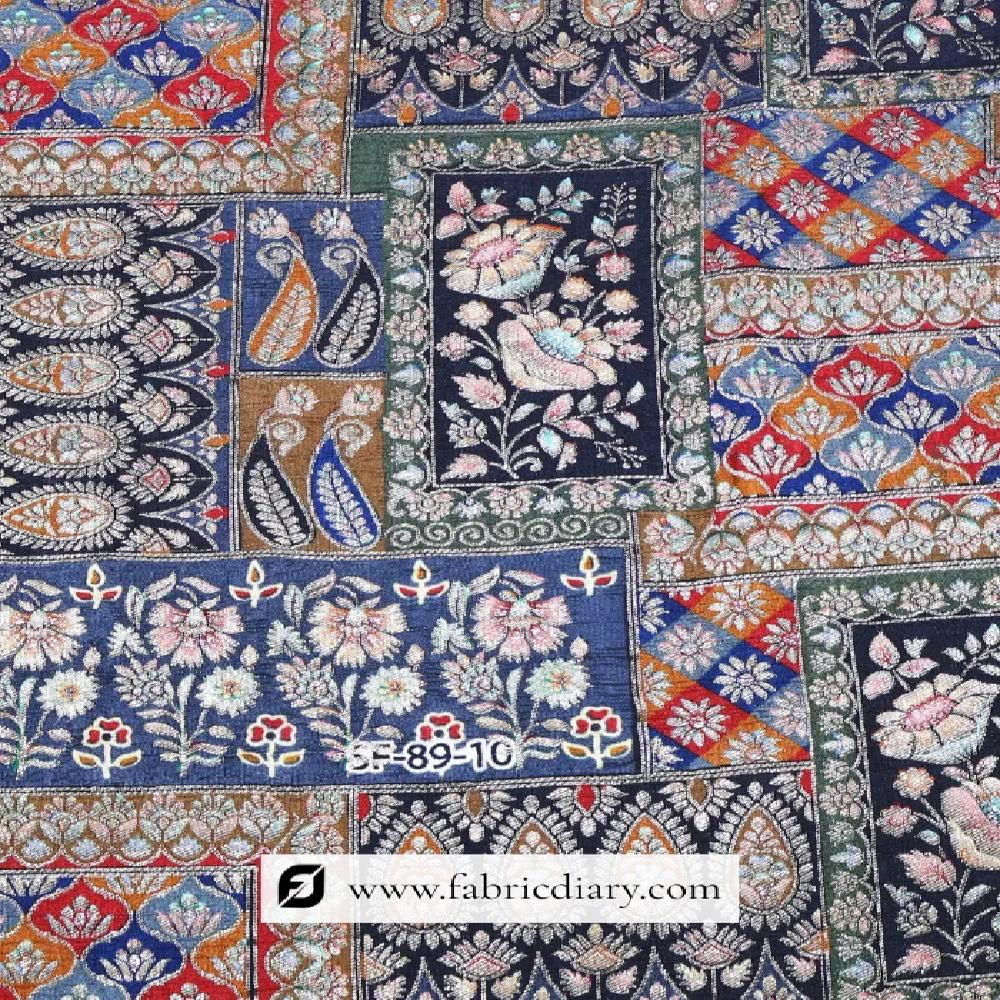 Black Position Print Jacquard Fabric at Bulk 