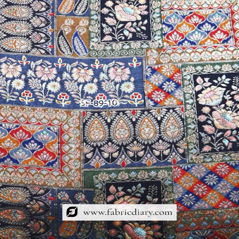 Black Position Print Jacquard Fabric at Bulk 