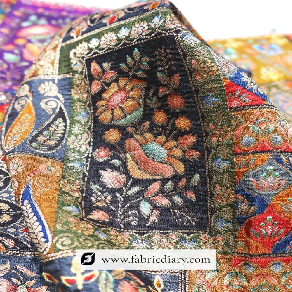 Black Position Print Jacquard Fabric at Bulk 