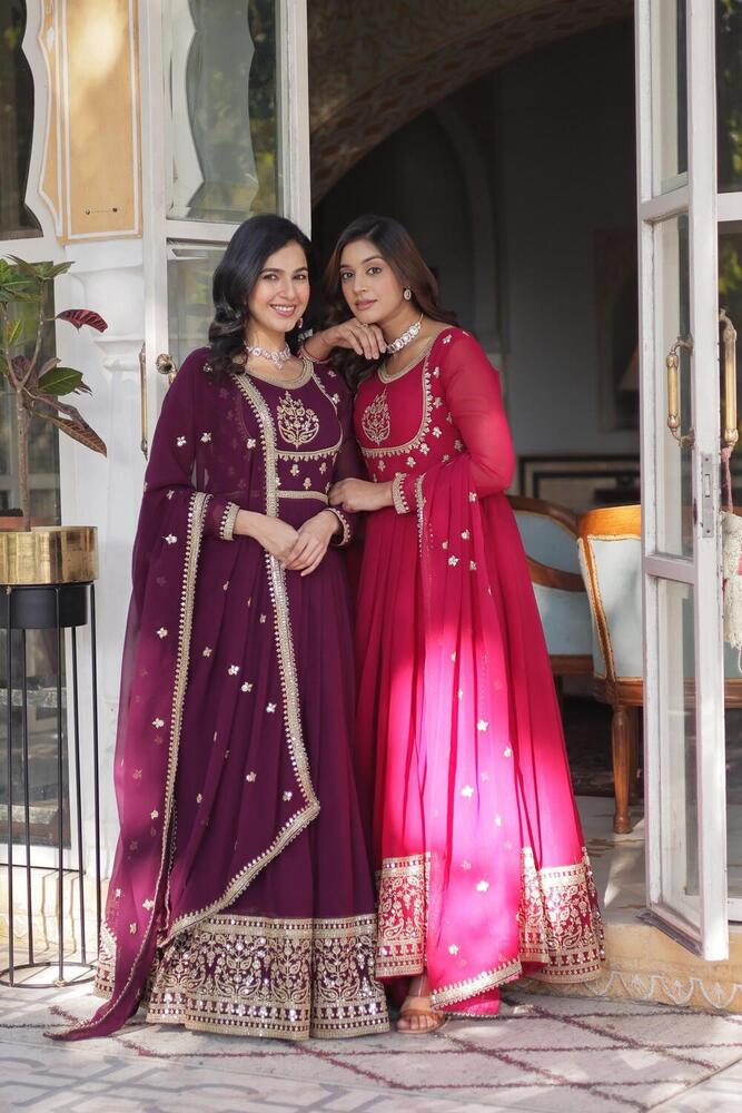 Gown-With-Dupatta Collections 2025 - Design: Plain