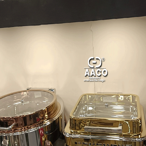 Stainless Steel Golden Round Designer Chafing Dish, For Food Catering - Power Source: Electric