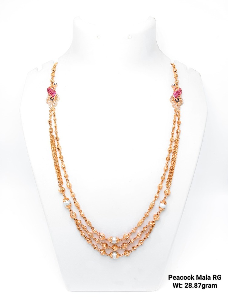 92.5% Silver Peacock Mala Rose Gold