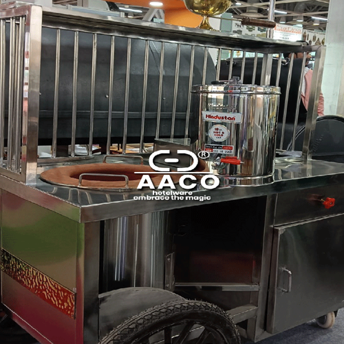 Stainless Steel Brown Tea Stall, Without Burner - Shape: Rectangle