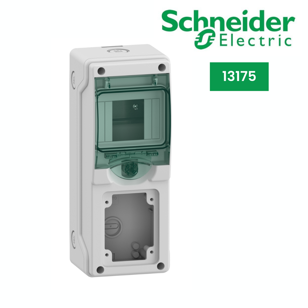 13175-kaedra - For Power Outlet - 1 Openings - 1 X 4 Modules - Color: Door: Transparent Green Enclosure: Light Grey (ral 7035)