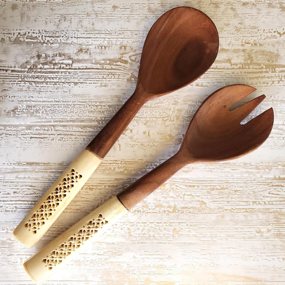 Top Selling Wooden Handle Brass Metal Flatware Cutlery Set Spoon and Knife Cutlery Flatware