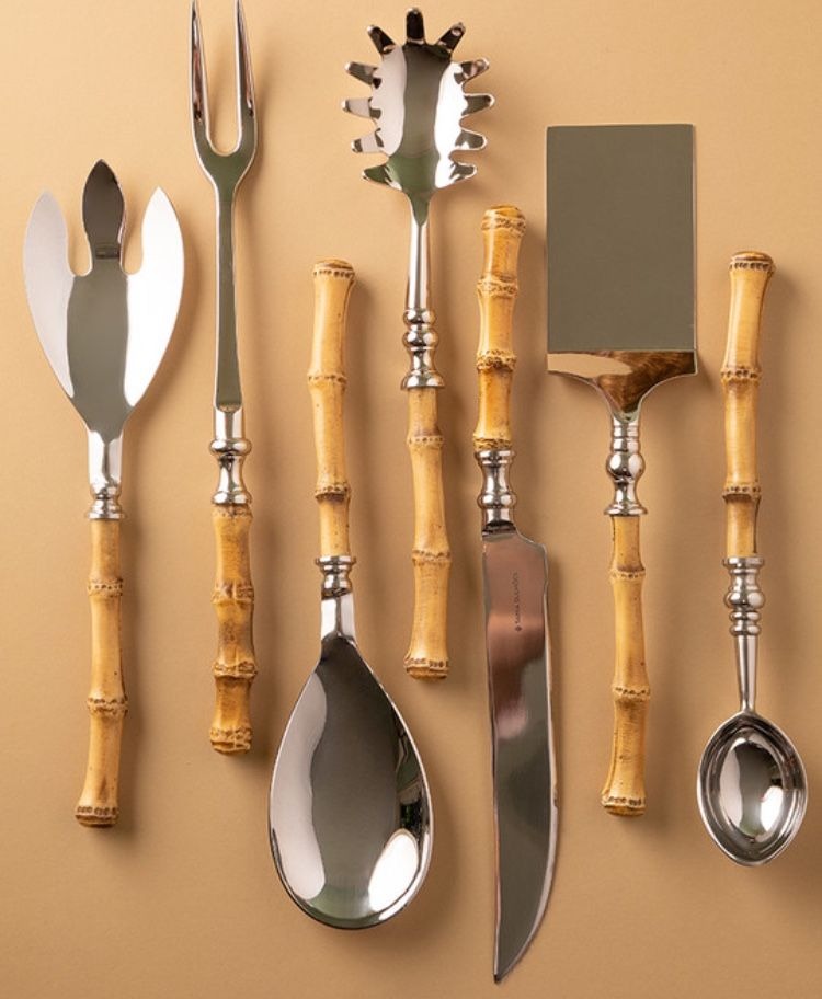 Top Selling Wooden Handle Brass Metal Flatware Cutlery Set Spoon and Knife Cutlery Flatware