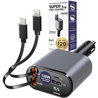 120W Retractable Car Mobile Charger
