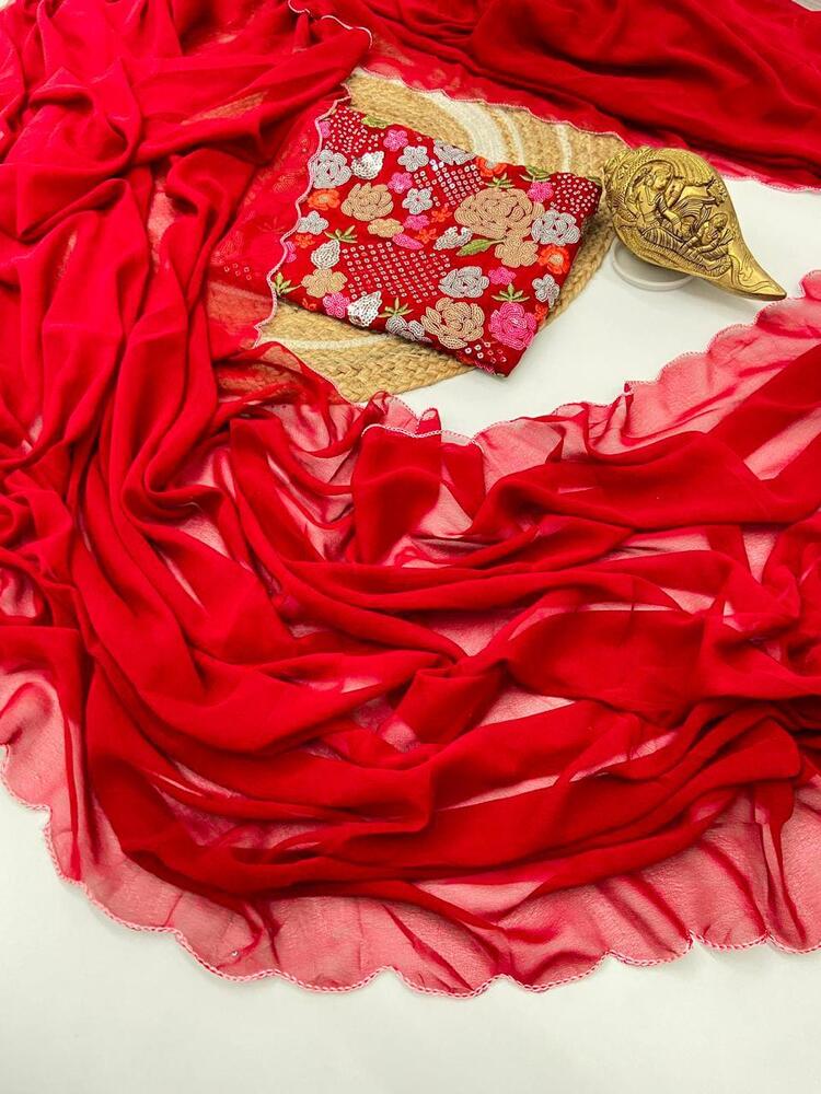 Heavy Georgette Saree - Bust Size: 44 Inch (In)