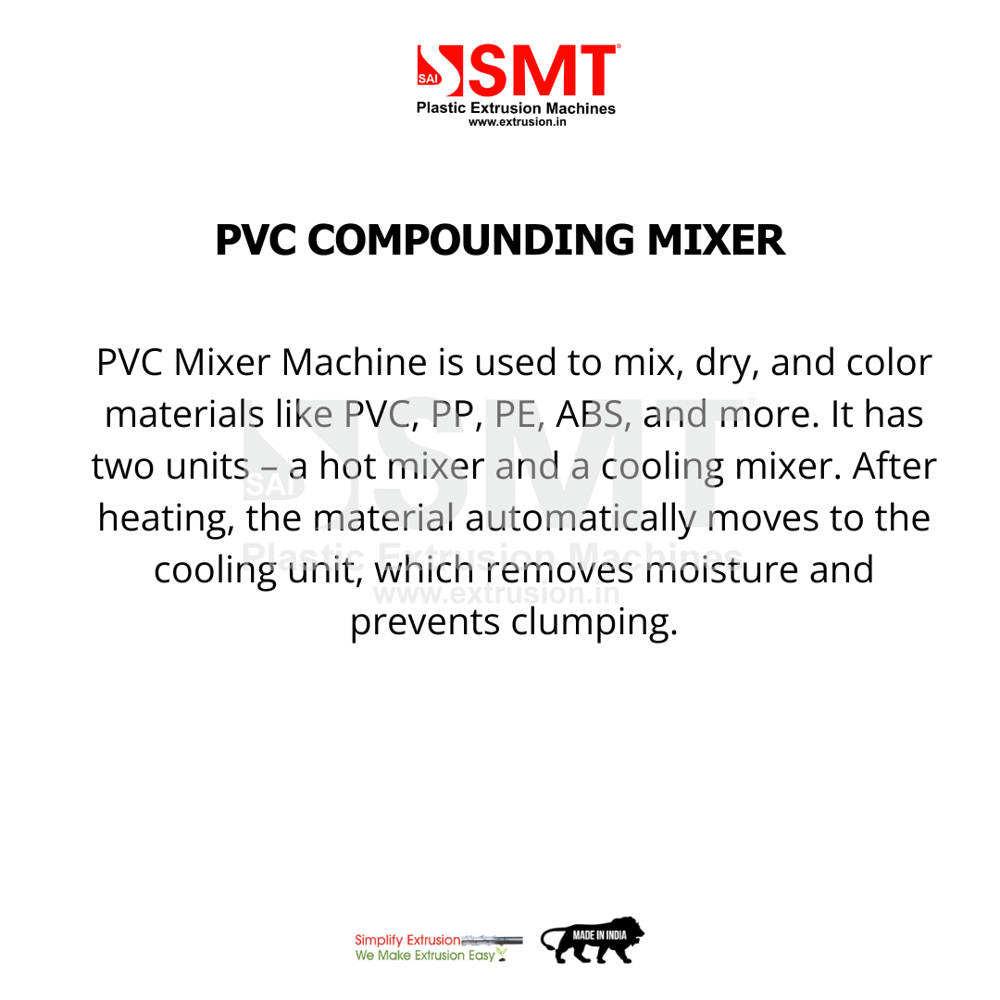 High-speed Pvc Compounding Mixer Machine - Hot & Cold Mixer - Sai Machine Tools Pvt. Ltd. - Automatic Grade: Automatic
