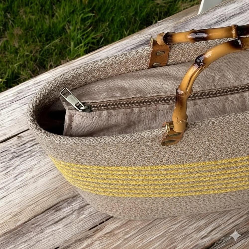 DESIGNER HANDBAG WITH BAMBOO HANDLE