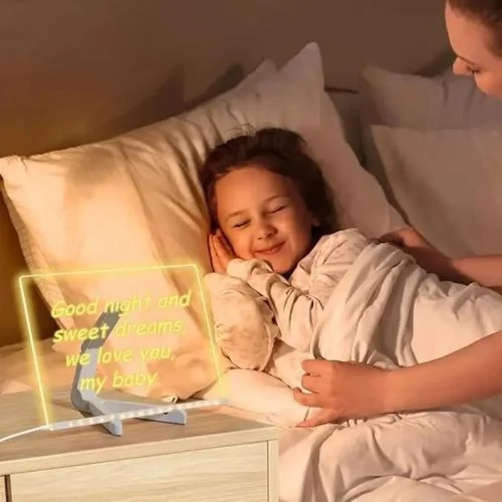 Led Message Board 3D Acrylic Writing Board Diy  Rewritable Message Pad Writing Pad With Light