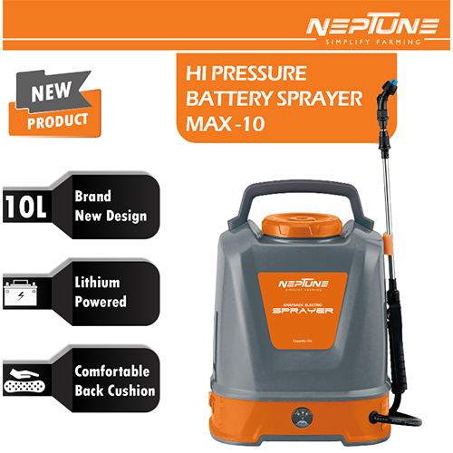Neptune Max 10 12v 2.6ah Lithium Battery Powered Knapsack Agriculture Garden Sprayer - Color: Orange And Black