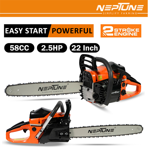 Neptune CS-58 Heavy Duty 58CC Powerful 2 Stroke Petrol Chain Saw Woodcutting Saw with 22inch Blade