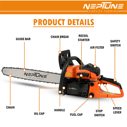 Neptune CS-58M Heavy Duty 58CC Powerful Magnesium Body 2 Stroke Petrol Chain Saw