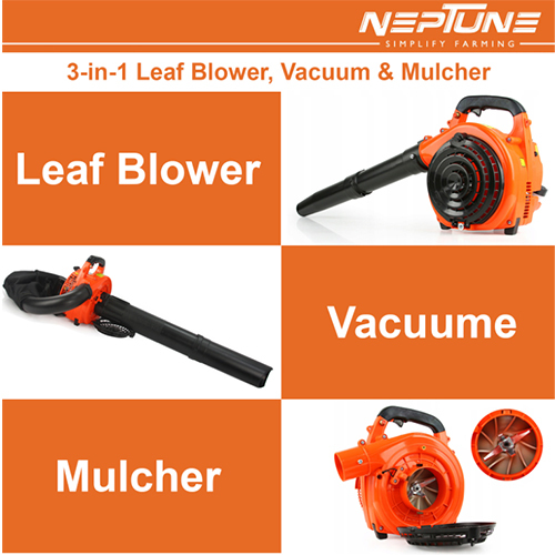 Neptune 3-in-1 Powerful 26Cc 2-Stroke Petrol Engine Leaf Blower & Vacuum with Chopper and 50L Collection Bag Handheld Garden Blower for Lawn Care