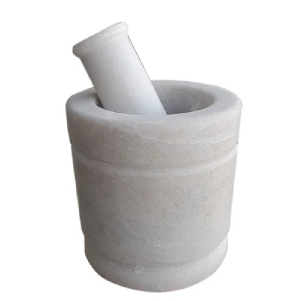 5X5 Inch White Marble Pestle Set - Features: Durability