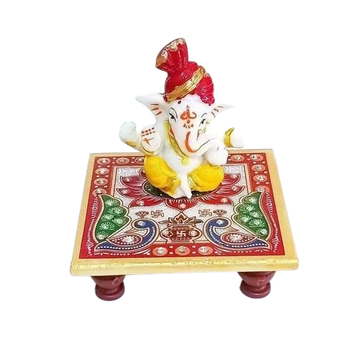 Marble Ganesh Chowki - Color: Multicolor
