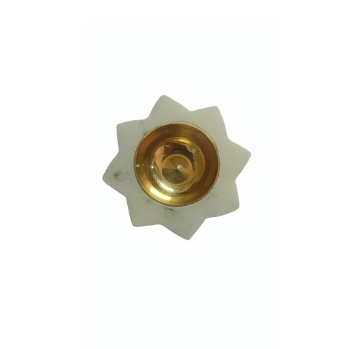 Marble Brass Diya - Color: White