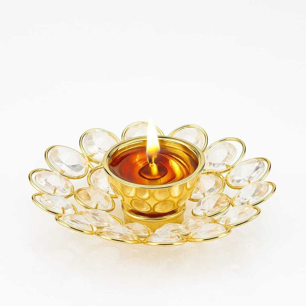 Round crystal diya