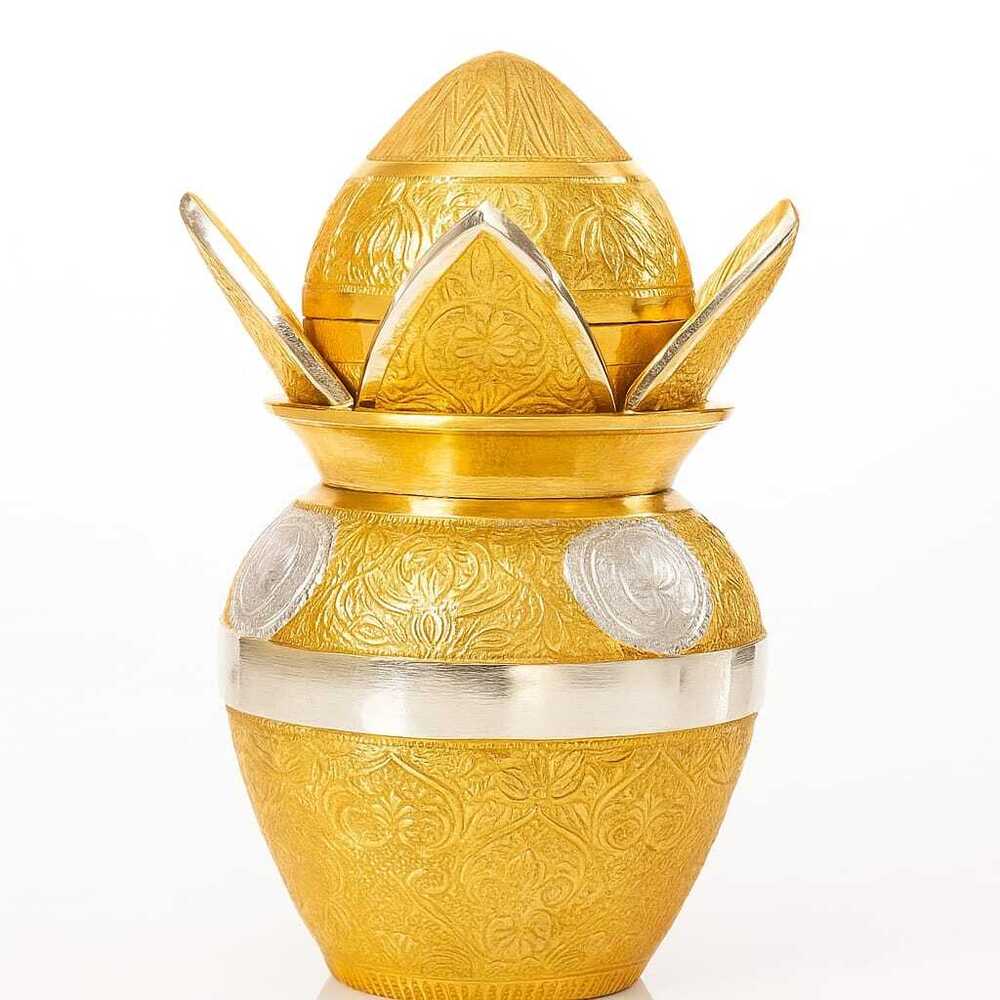 Gold And Silver Plated Pooja Kalash