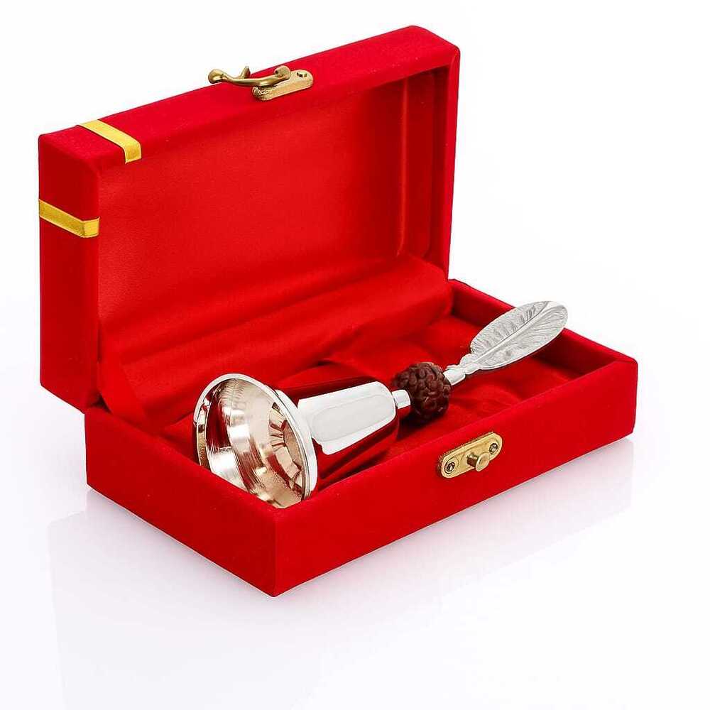 German Silver Rudraksh Pooja Bell