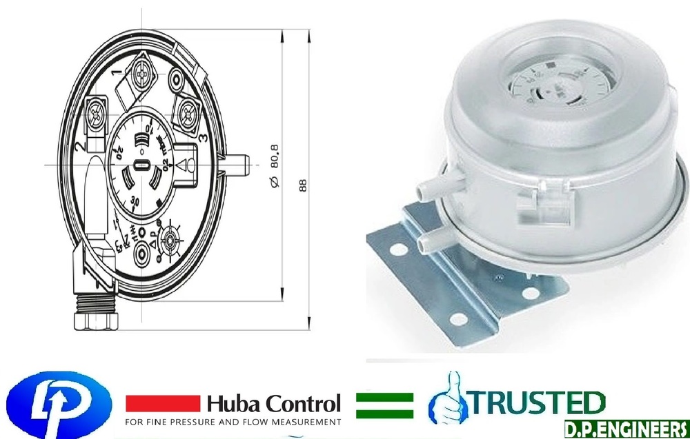 HUBA CONTROL 604.9010000 DIFFERENTIAL PRESSURE SWITCH 200-300 Pac
