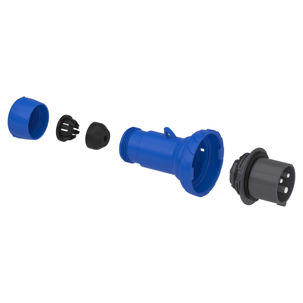 Pke16m735-pratika Wander Plug - Straight - 16 A - 3p + N + E - 380...415 V Ac - Ip67 - Color: Grey (Ral 7035)