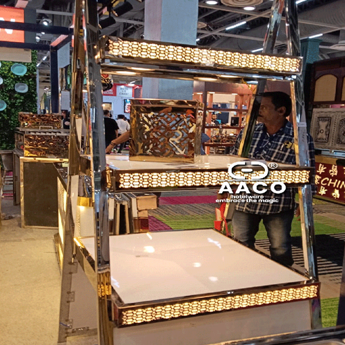 Stainless Steel Catering Or Buffet Counter With Integrated Lighting. - Color: Multicolour