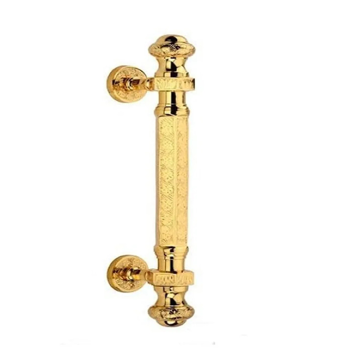 Brass Polished Door Handles - Color: Golden