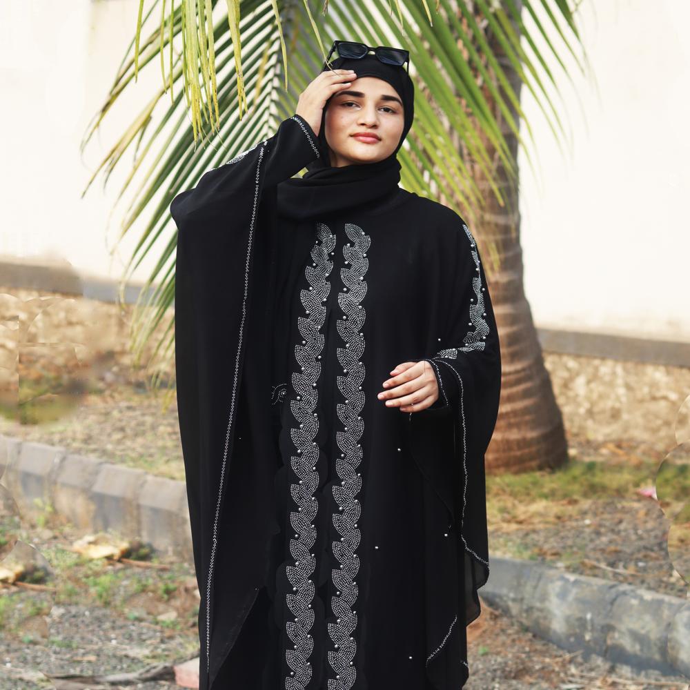 Black Abaya Beads & Stoned Burqa For Women Modest Wear Islamic Dubai Abaya - Design: Classic