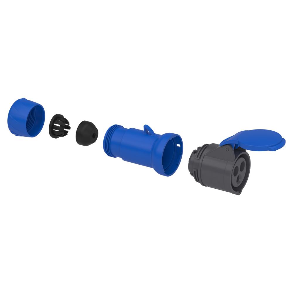 Pkf16m435-pratika Wander Socket - Straight - 16 A - 3p + N + E - 380...415 V Ac - Ip44 - Color: Grey (Ral 7035)