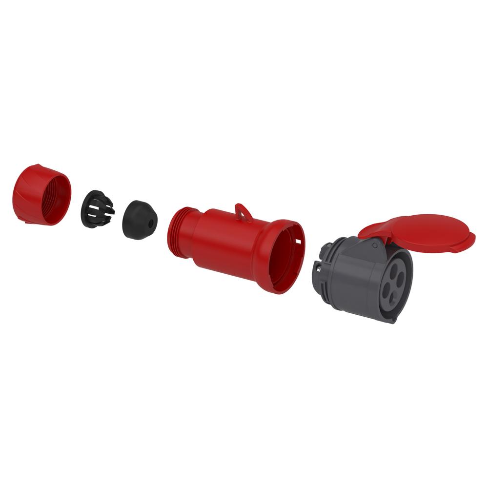 Pkf16m435-pratika Wander Socket - Straight - 16 A - 3p + N + E - 380...415 V Ac - Ip44 - Color: Grey (Ral 7035)