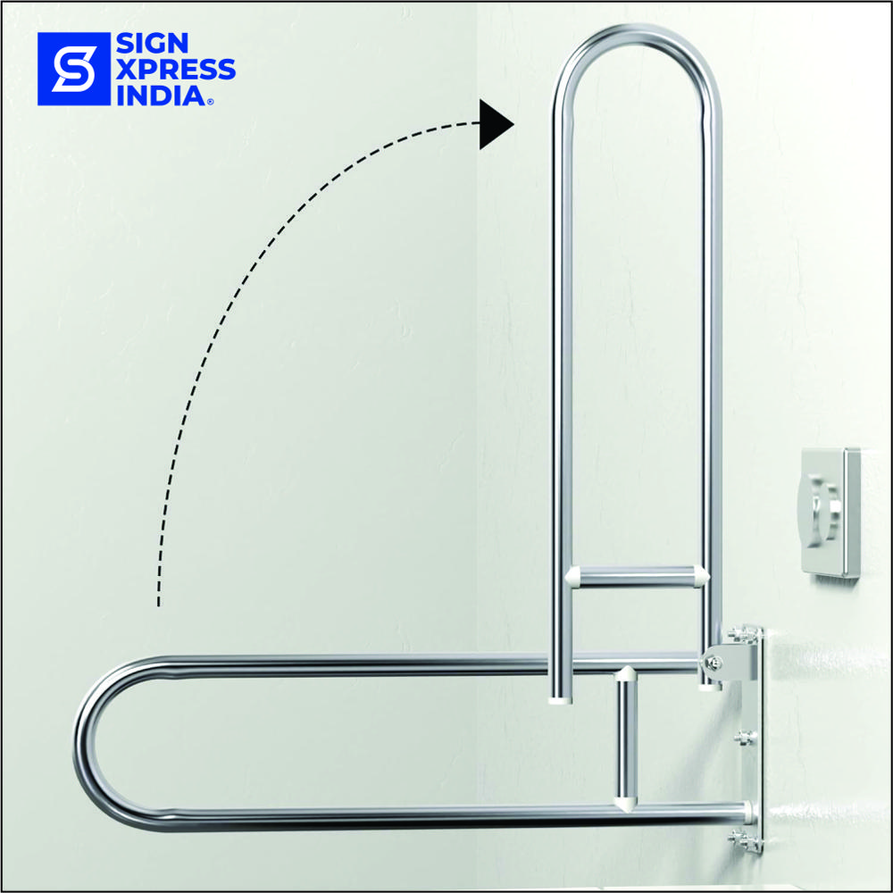 Ss 306 Foldable Swing Grab Bar - Color: Silver
