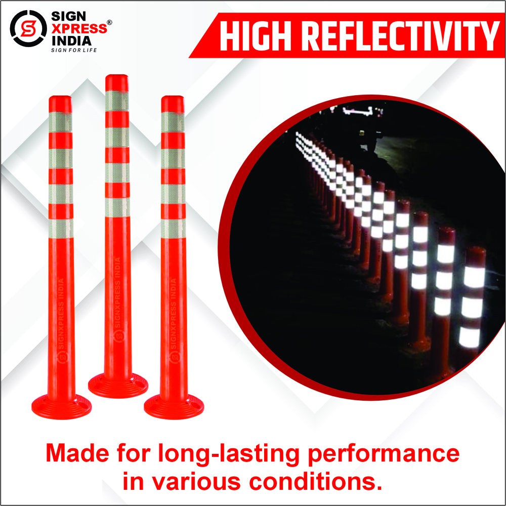 Pvc 202 Spring Post Delineator - Color: Red And White