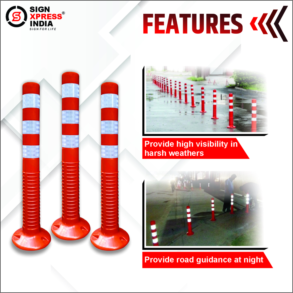 Pu 202 Spring Post Delineator - Color: Orange And White