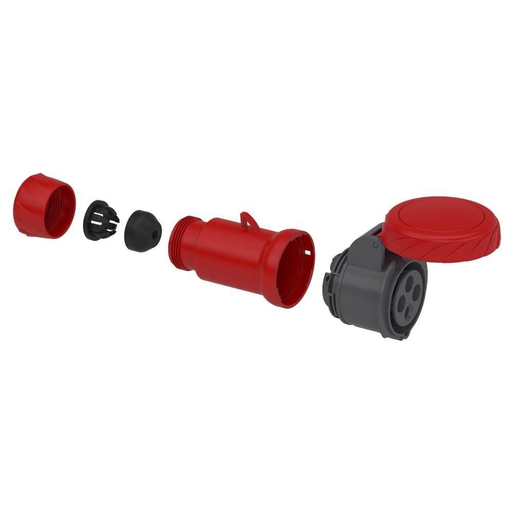 Pkf16m723-pratika Wander Socket - Straight - 16 A - 2p + E - 200...250 V Ac - Ip67 - Color: Grey (Ral 7035)